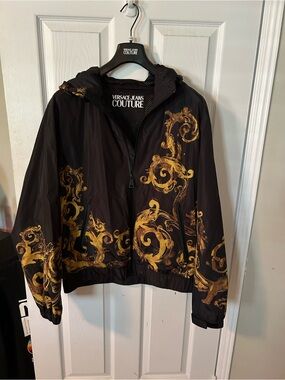 Versace Jeans Collection Black and Gold Logo Jacket